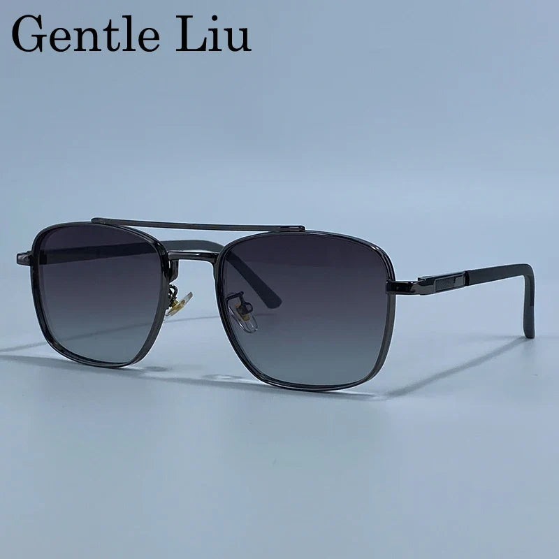2026 Luxury Square Sunglasses Men Retro Double Bridge Metal Frame Driving Eyewear Vintage Sun Glasses For Male Outdoor Shades