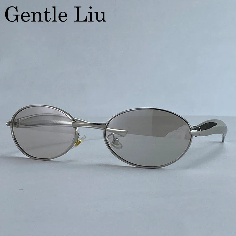 Vintage Small Frame Oval Sunglasses Women 2026 Luxury Trendy Steampunk Metal Sun Glasses For Lady Classic Outdoor UV400 Shades