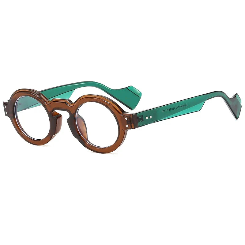 Round Sunglasses Women Men Punk Double Color Shades Retro Rivets Decoration Trending Sun Glasses Clear Lens Frame UV400