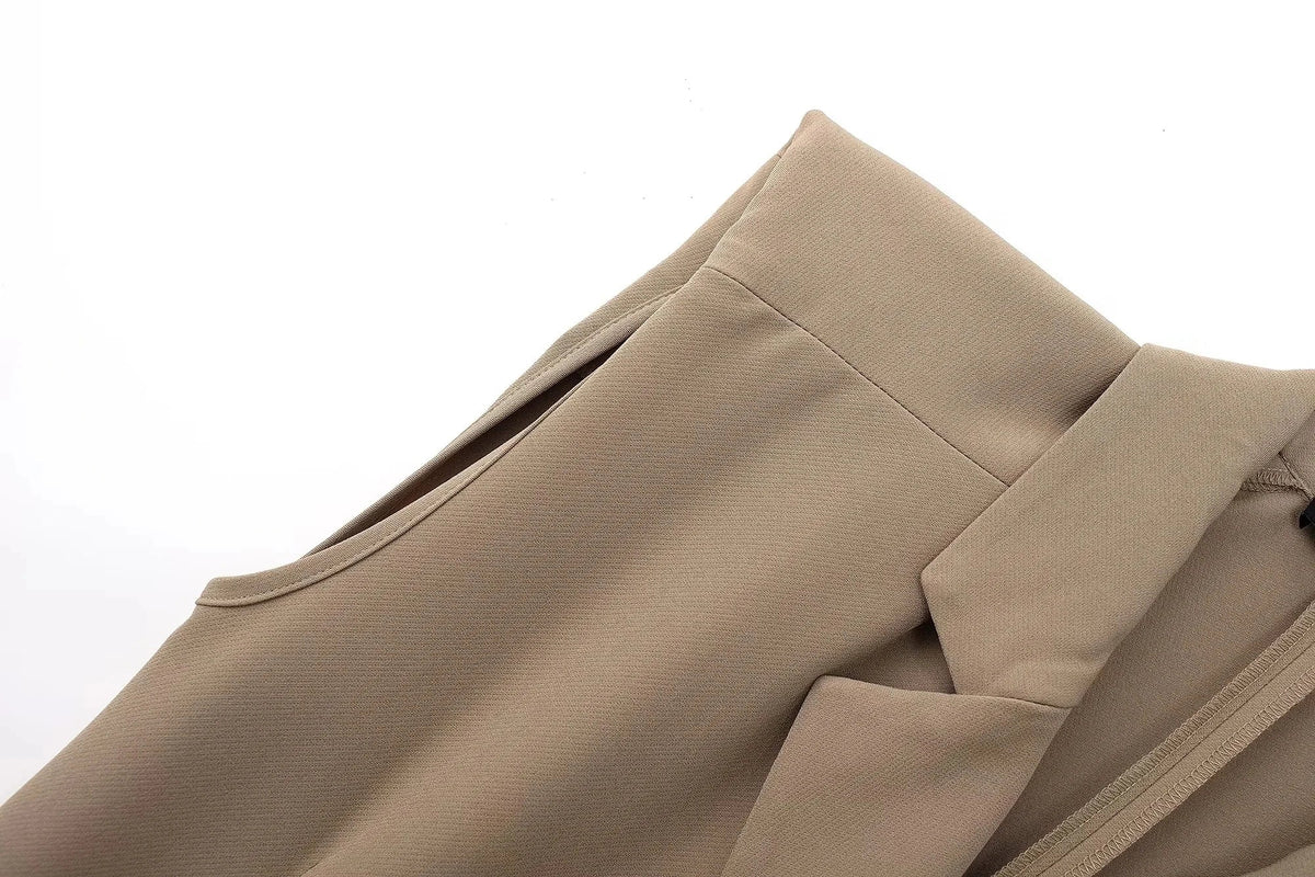 Foridol Khaki Double Breasted Sleeveless Office Windbreaker Style Dress Turn Down Collar Lady Elegenta Vintage Belt New Vestidos