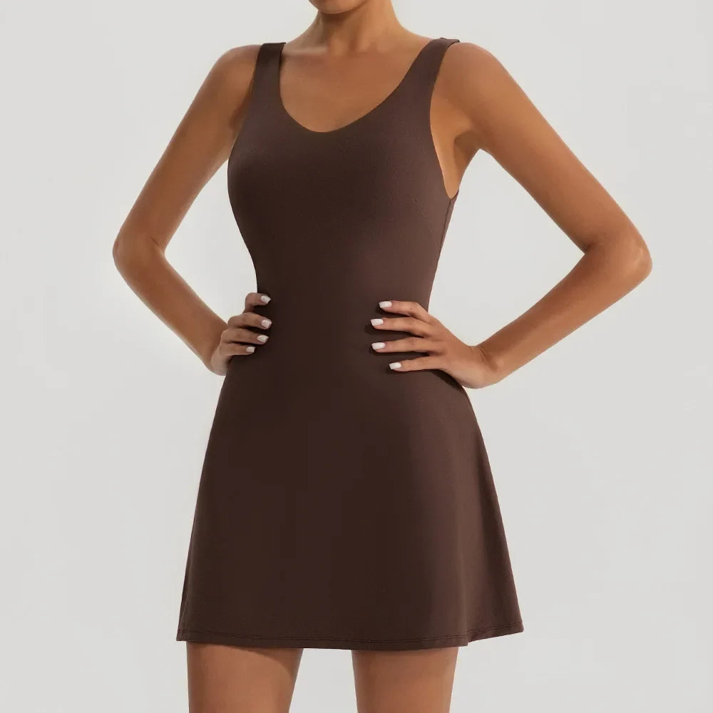 Tennis Fitness Dresses Women Fake Two Piece Sports Dress Outdoor Casual High Elasticity Running Yoga Golf Mini Skirts