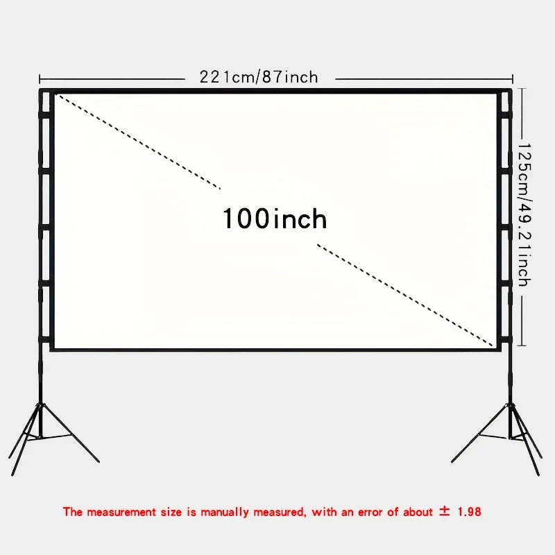 Double triangular bracket projection screen, more stable and not afraid of wind, easy to install, with storage bag