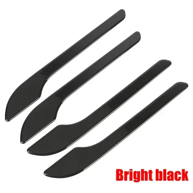 4pcs Set of Black Carbon Fiber Door Handle Covers for Tesla Model 3 & Y - Scratch-Resistant Tape Polished Finish Amagi