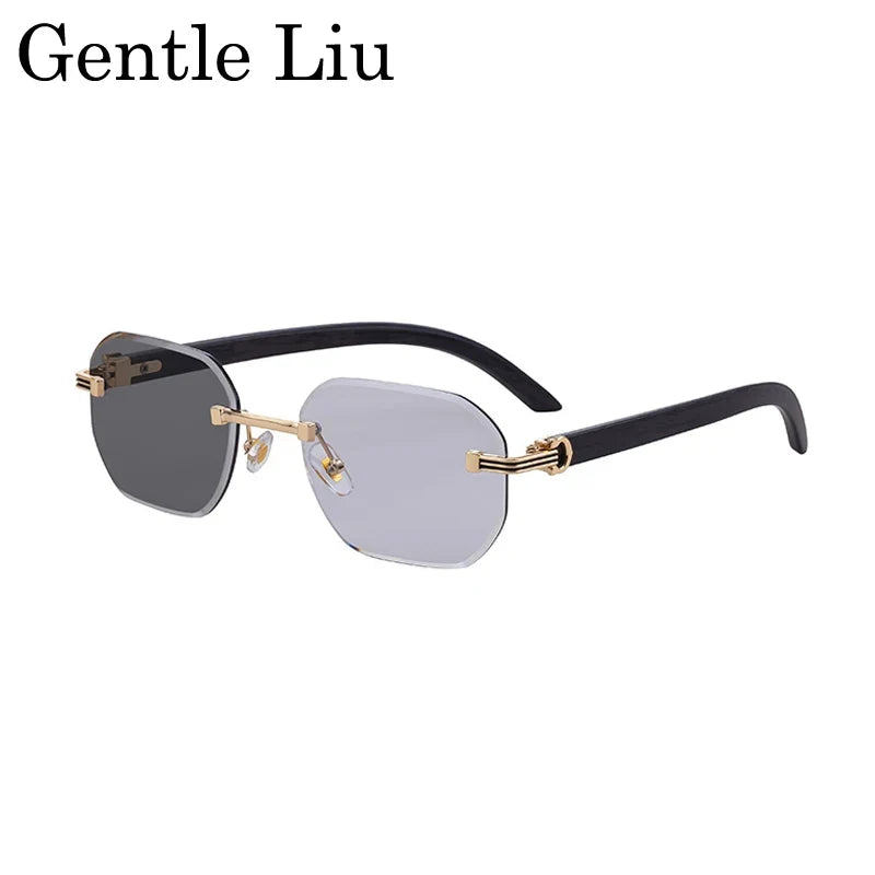 Vintage Square Rimless Sunglasses Men 2026 Luxury Brand Trendy Frameless Punk UV400 Eyewear Anti Blue Light Prescription Glasses