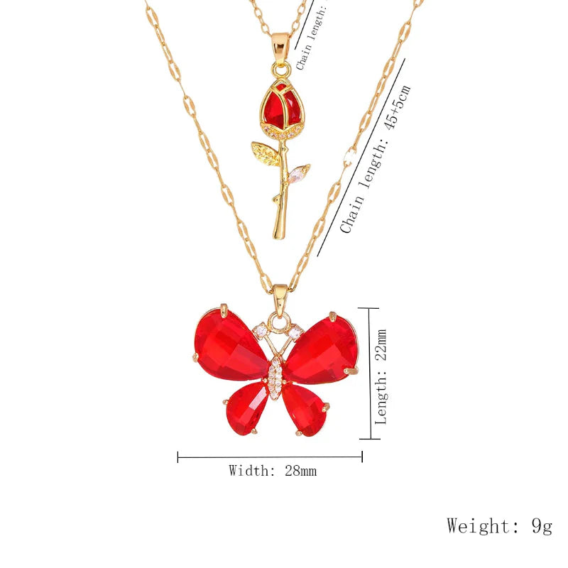 Enchanting Butterfly Rose Necklace
