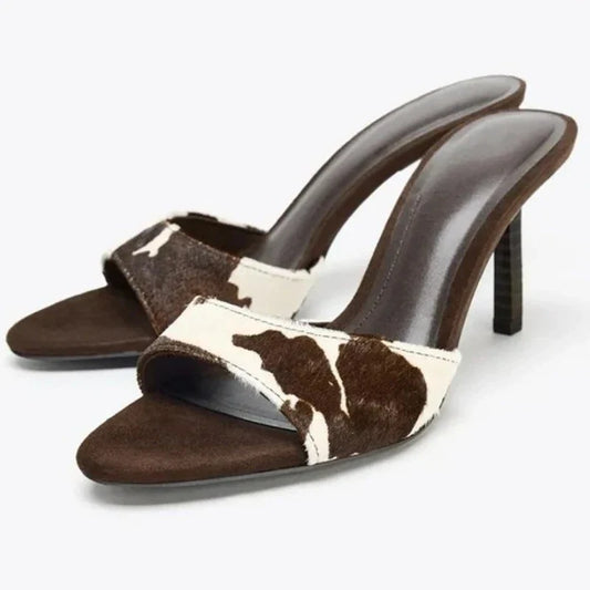 Summer Vintage Fashion Thin Low Heels Mules Slippers Women Design Female Sandals Slide Ladies Shoes Zapatos De Mujer