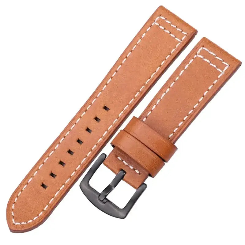 Garmin 18/20/22mm Quick Release Stitched Leather Band with Square Holes