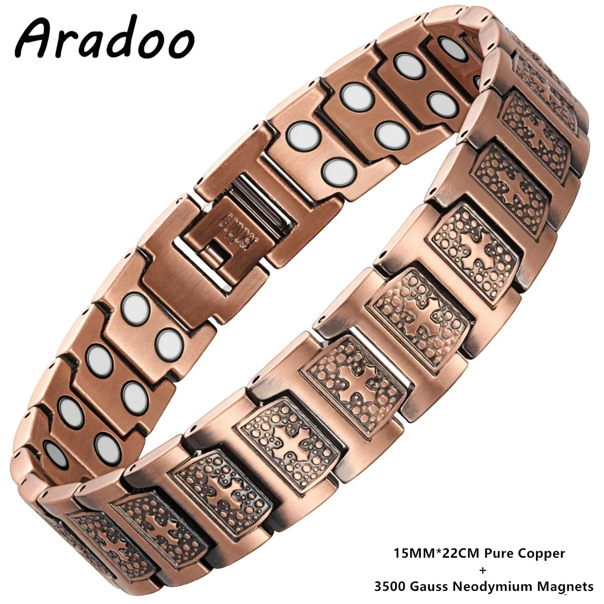 ARADOO Copper Cross Bracelet for Men with Powerful 3800 Gauss Magnetic Therapy Jewelry