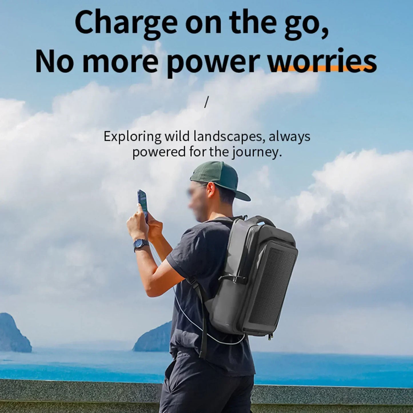 Solar Charging Backpacks 30W Solar Panel 44x32x17CM 35L Oxford Cloth Lightweight Waterproof Zipper Bag Outdoor Bag Accessories