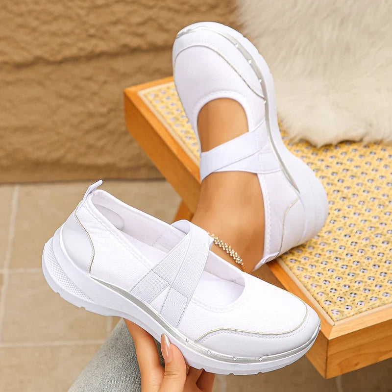 Spring Summer Breathable Flats Women Plus Size 43 Slip On Platform Sneakers Woman Comfortable Soft Non Slip Casual Shoes Female