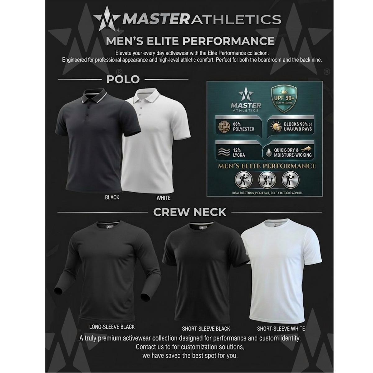 Master Athletics Men's Elite Performance Stretch Polo - UPF 50+