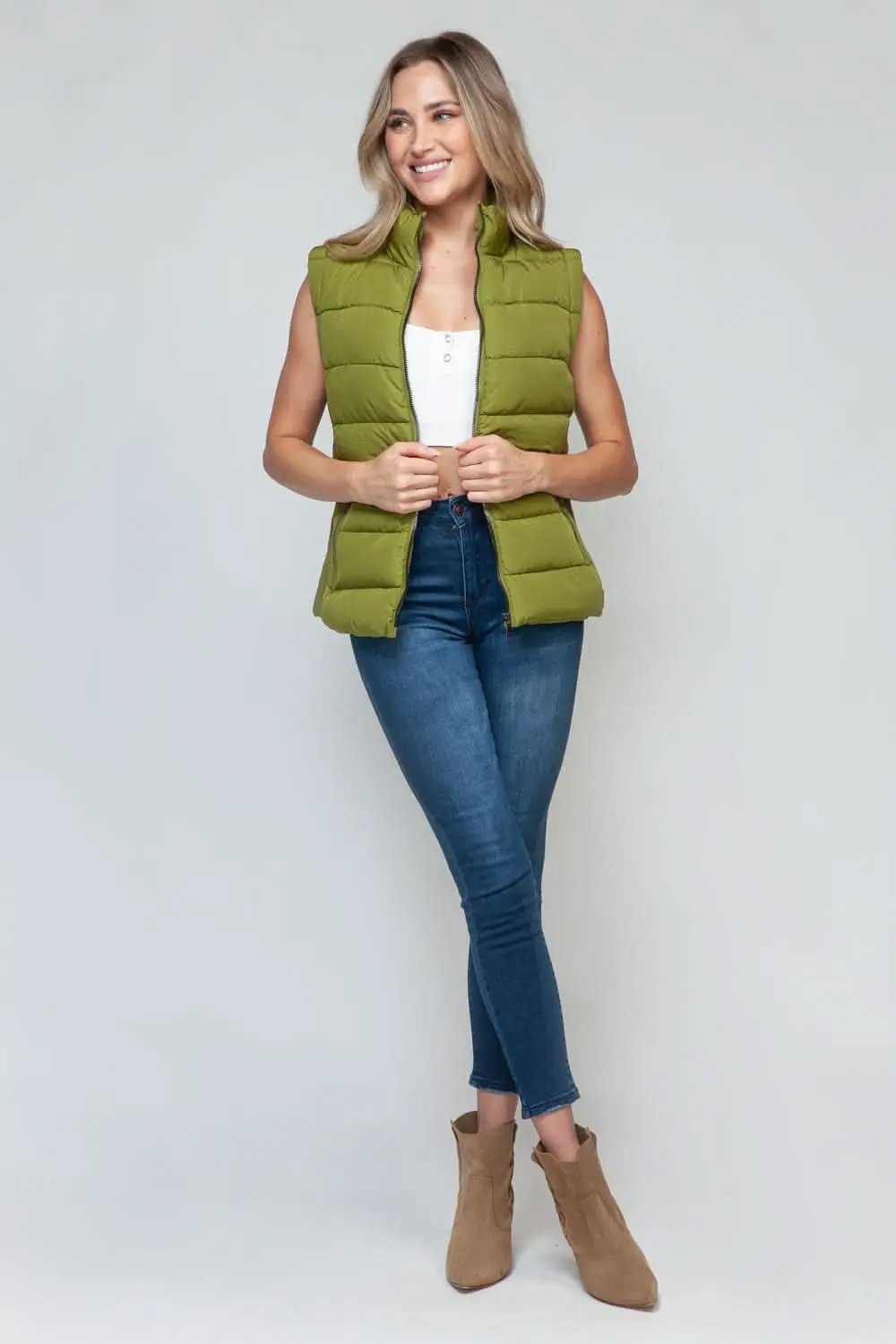 Cozy Knit Vest Women's Layering Turtleneck Zip-Up Warm Vest