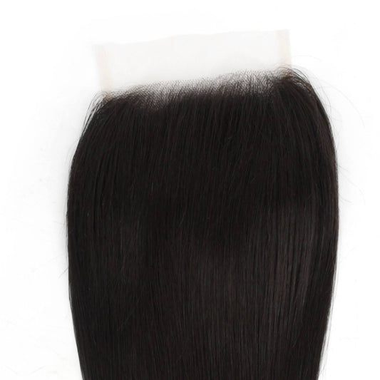 Cierre de cabello humano de encaje transparente liso 5x5