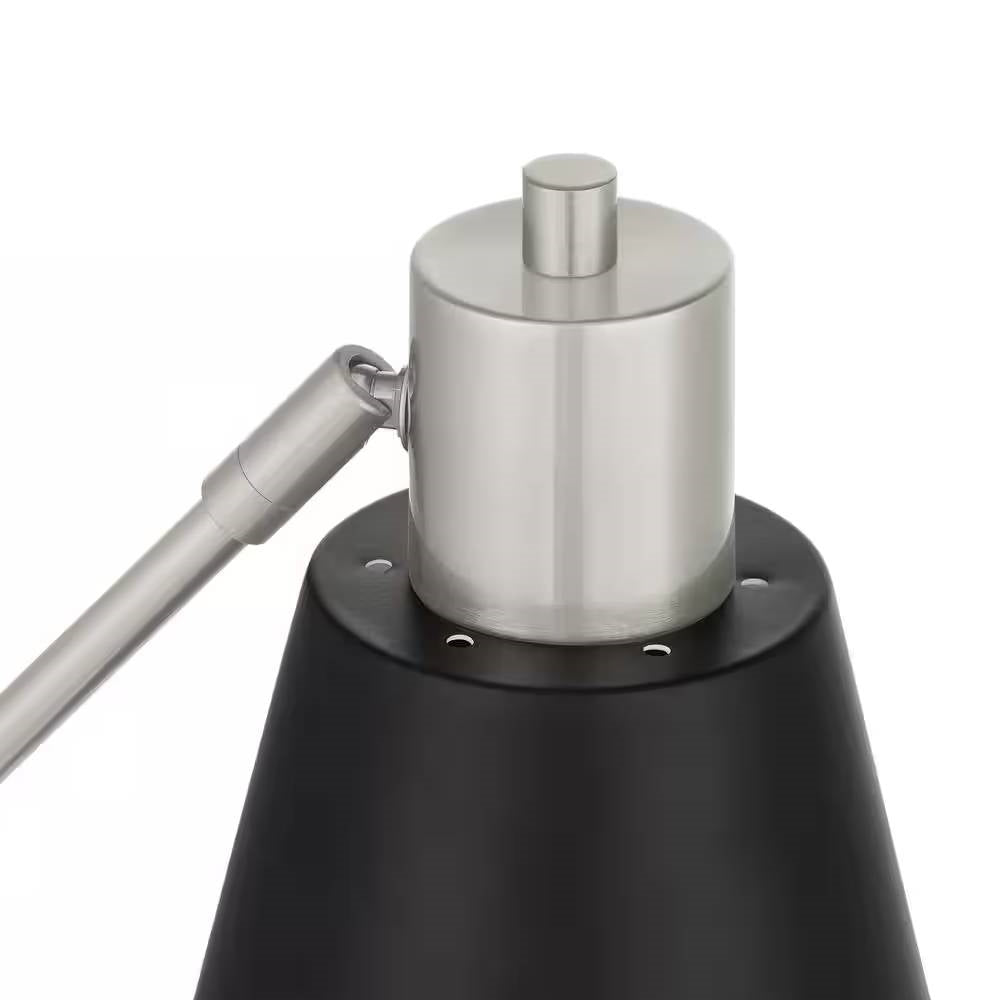 Lámpara de mesa moderna y sencilla de metal con pantalla negra e inclinación ajustable