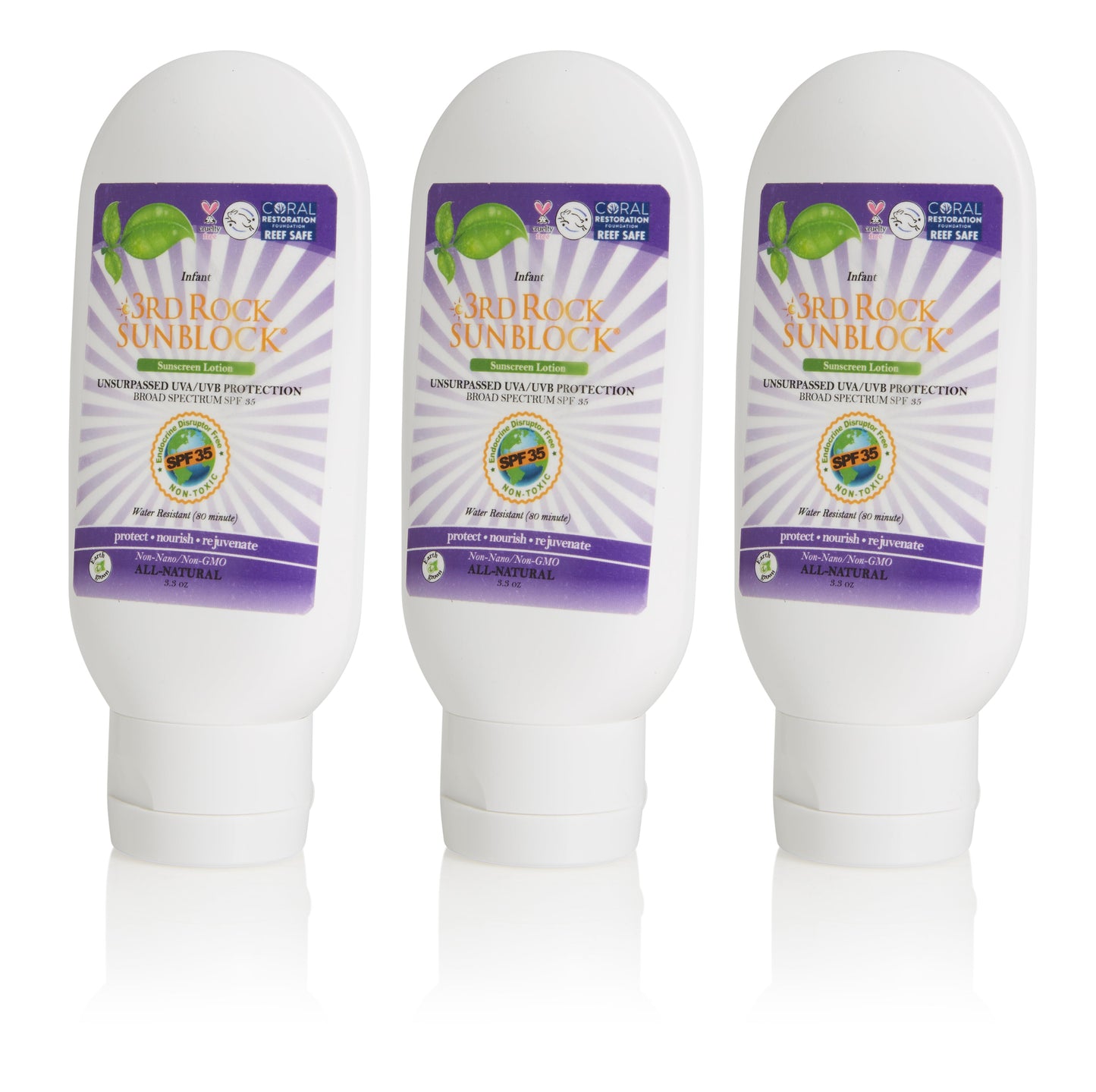 3rd Rock Sunblock® Para Bebés - Protector solar infantil totalmente natural - Óxido de zinc SPF 35