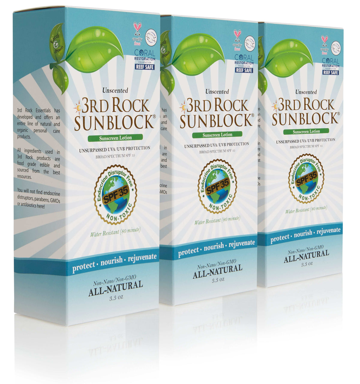 Loción protector solar 3rd Rock Sunblock® - Sin perfume - Óxido de zinc SPF 35