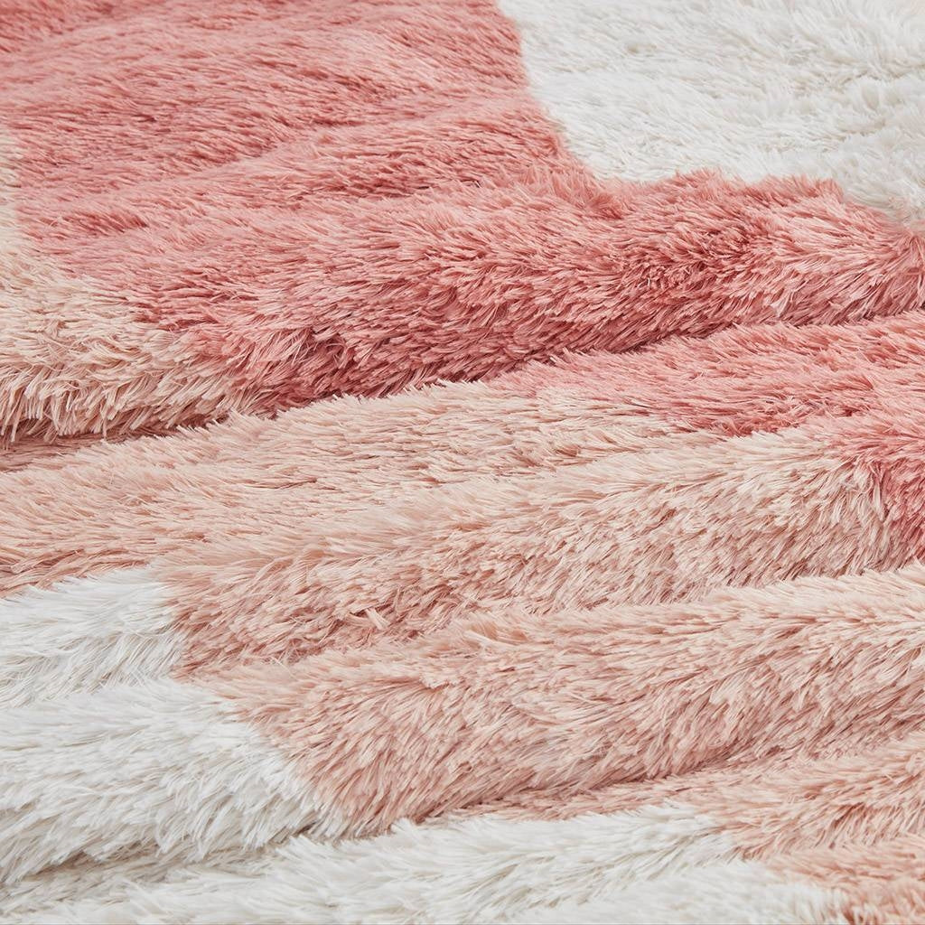 Juego de edredón reversible de 2 piezas de piel sintética sherpa suave rosa rubor blanco individual/individual XL
