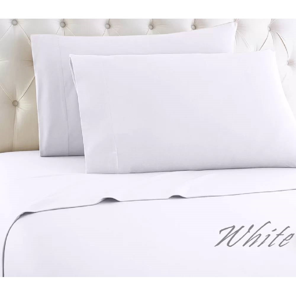Juego de sábanas Twin de 3 piezas, 100 % algodón egipcio de 1000 hilos - Blanco