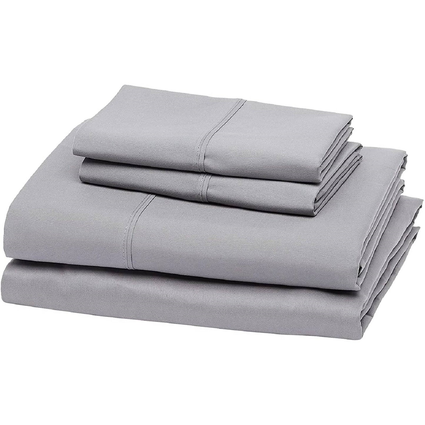 Juego de sábanas Twin size gris plata 100 % algodón egipcio de 1000 hilos