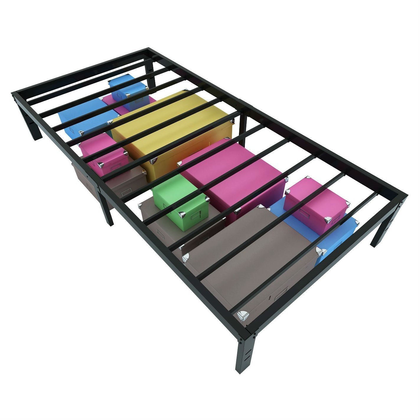 Base de cama Twin XL para dormitorio universitario, de metal negro, de alta resistencia, tipo plataforma