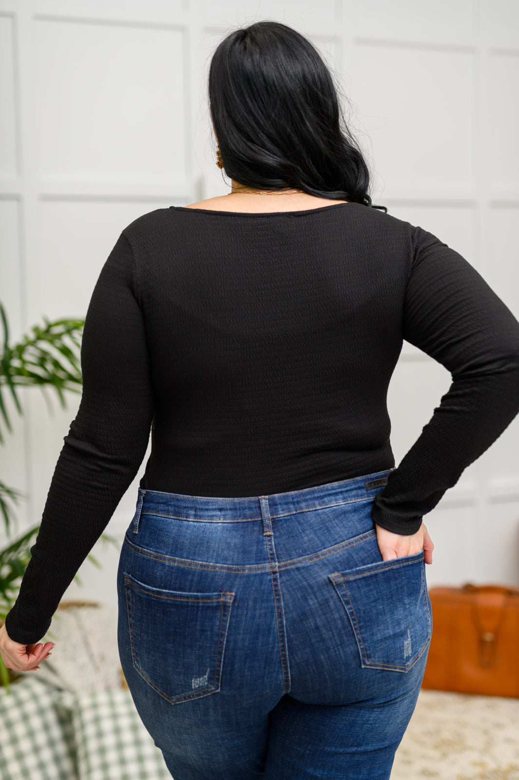Body Trisha de cuello cuadrado texturizado en negro