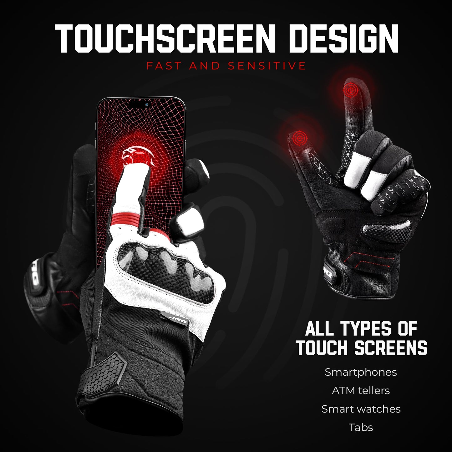 Guantes de moto de cuero Carbon X - Protección para nudillos