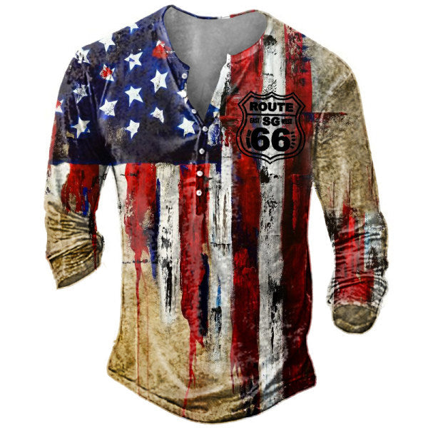 Motorcycle Rally Combat Skull Long Sleeved T Shirt Men's