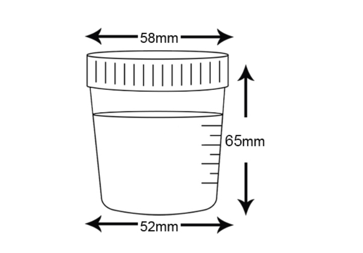 Vaso para orina sin tira de temperatura 90 ml