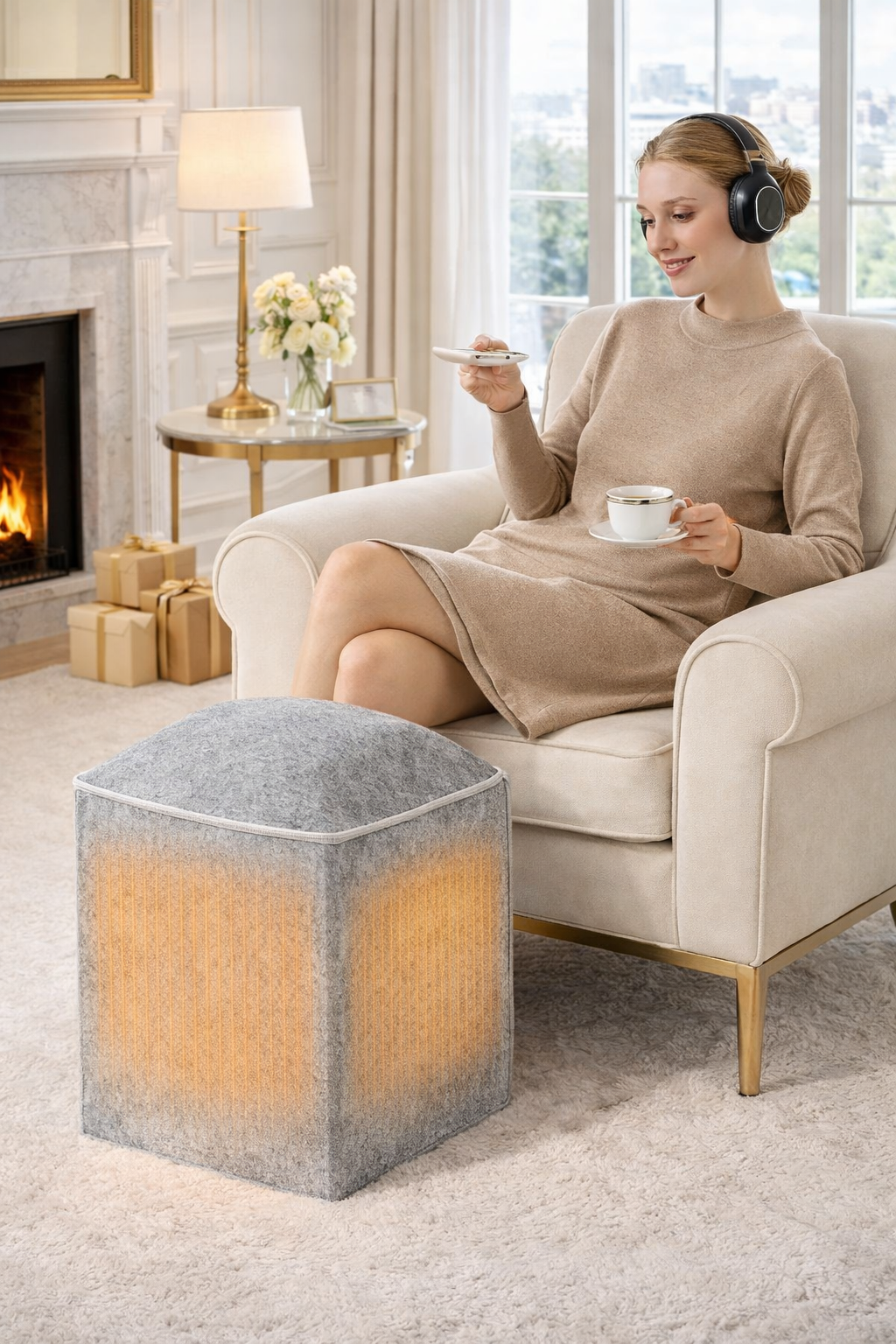 Under Desk Foot & Leg Heater – Quiet, Energy-Efficient Personal Space Warmer (Grey)