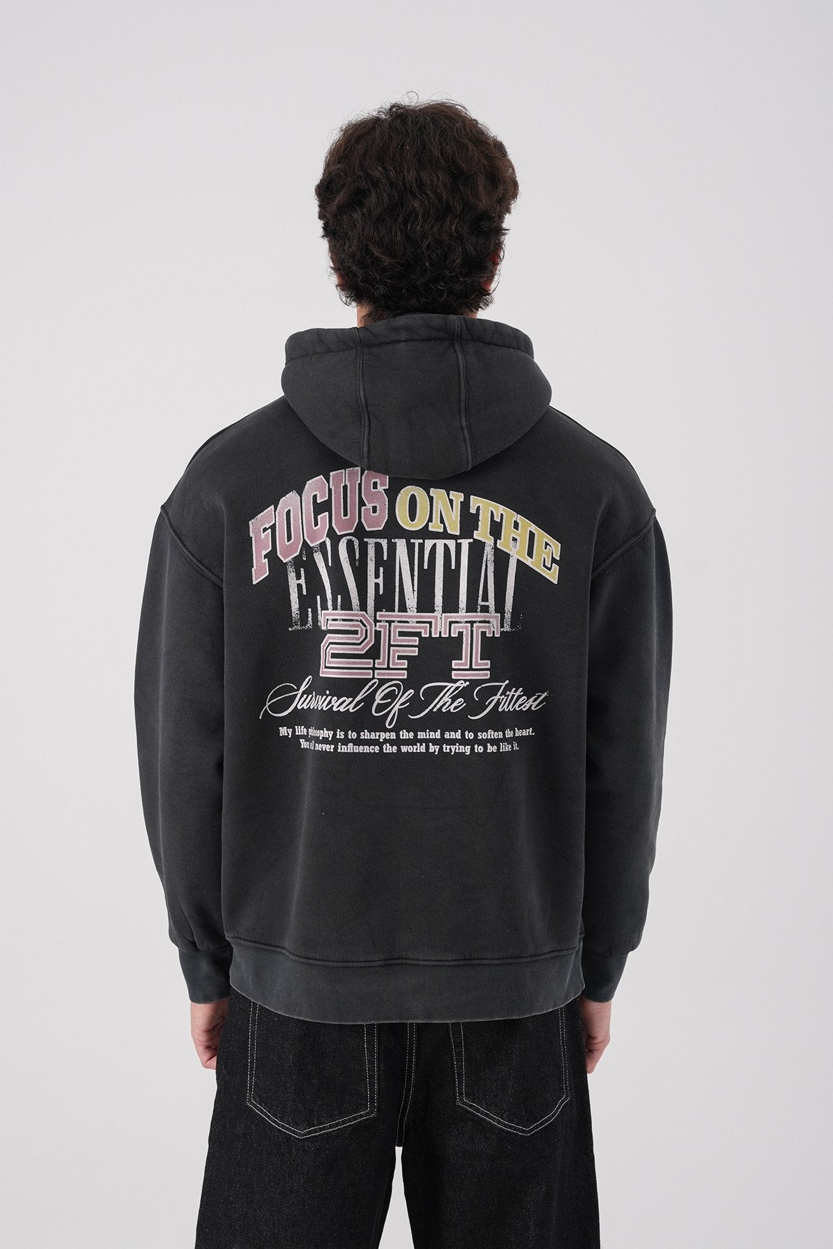 Unisex Washed Graphic Hoodie – "Survival of the Fittest" Print