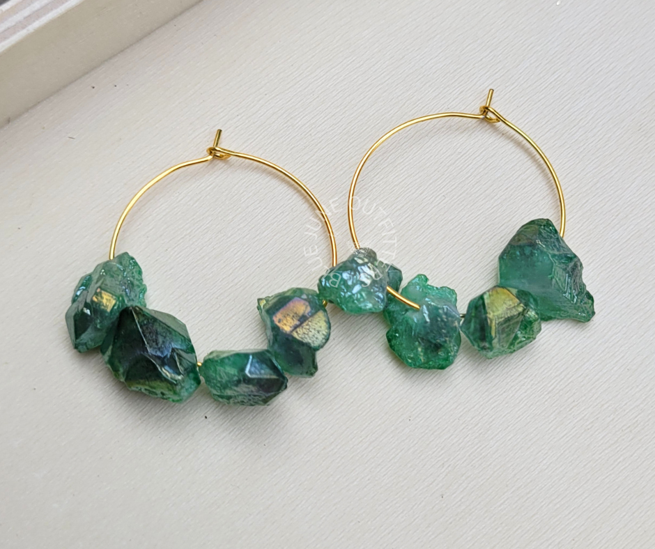 Aura Quartz 18k Gold Plated Hoop Earrings