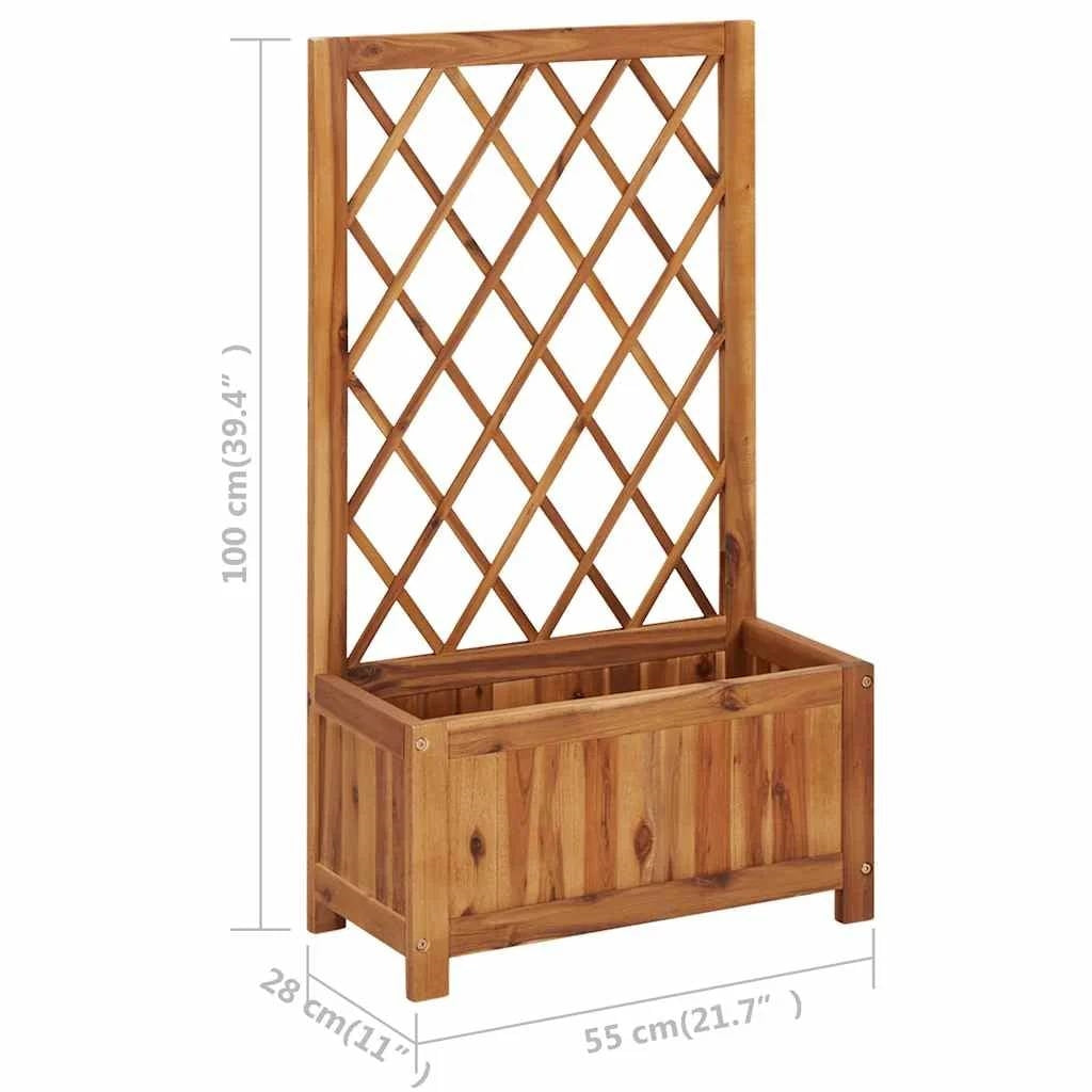 Macetero elevado de madera maciza para exteriores con celosía