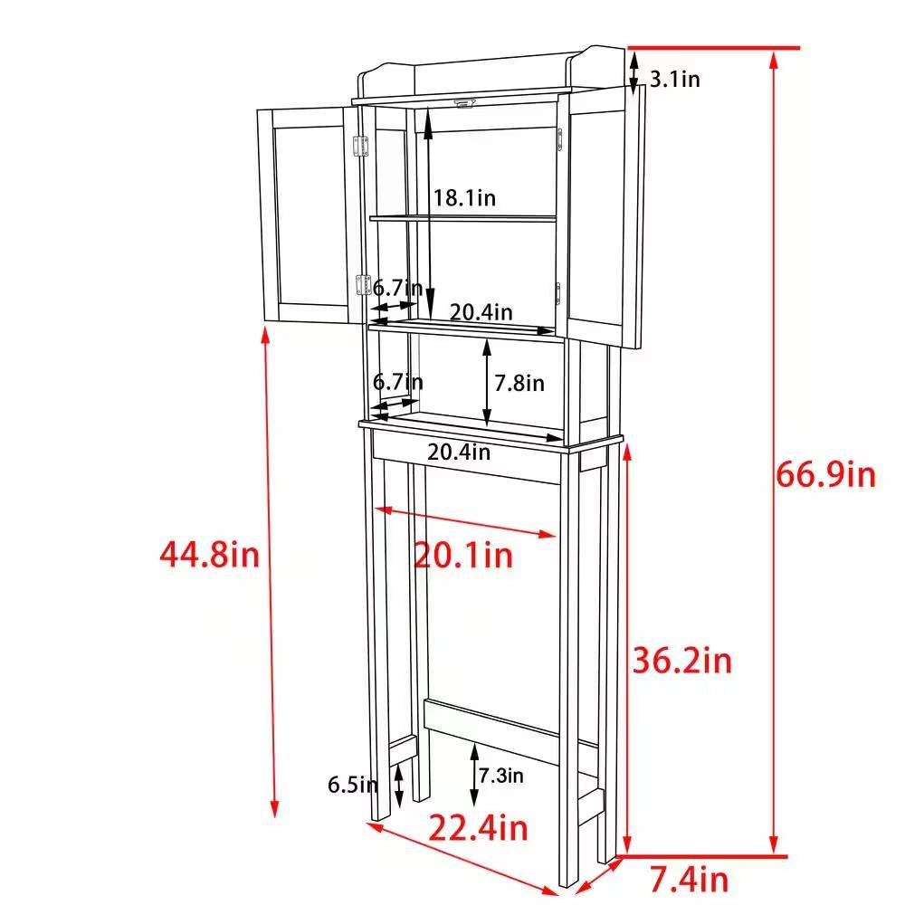 Estantería para inodoro con mueble de almacenamiento para baño en acabado de madera blanca
