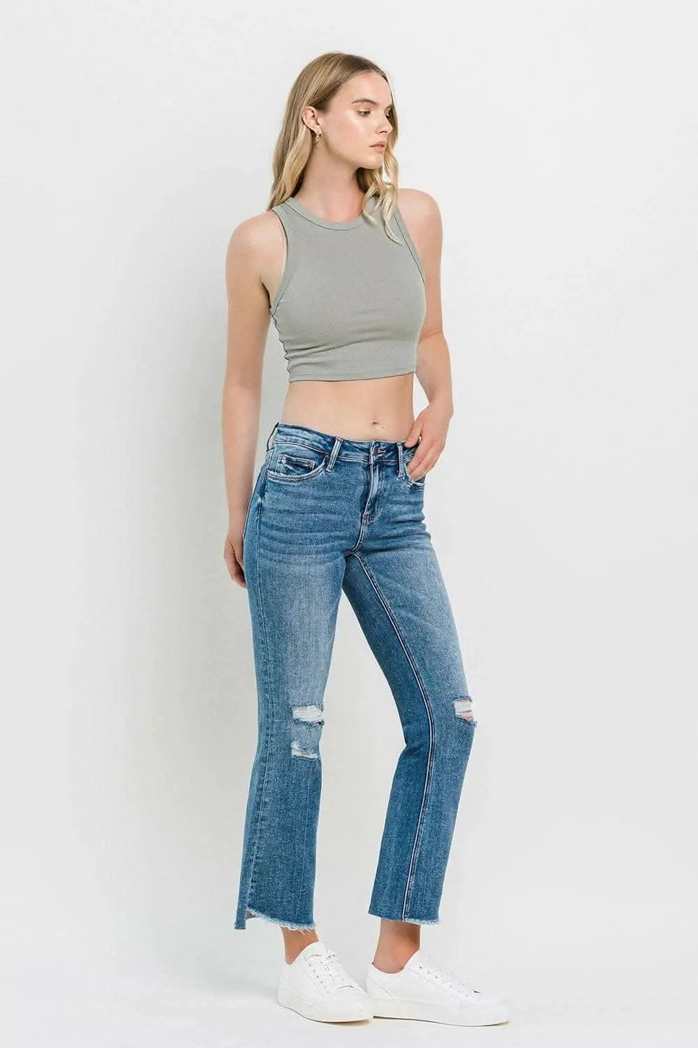 Women's Distressed Flare Jeans by Trendsi | Mid Rise