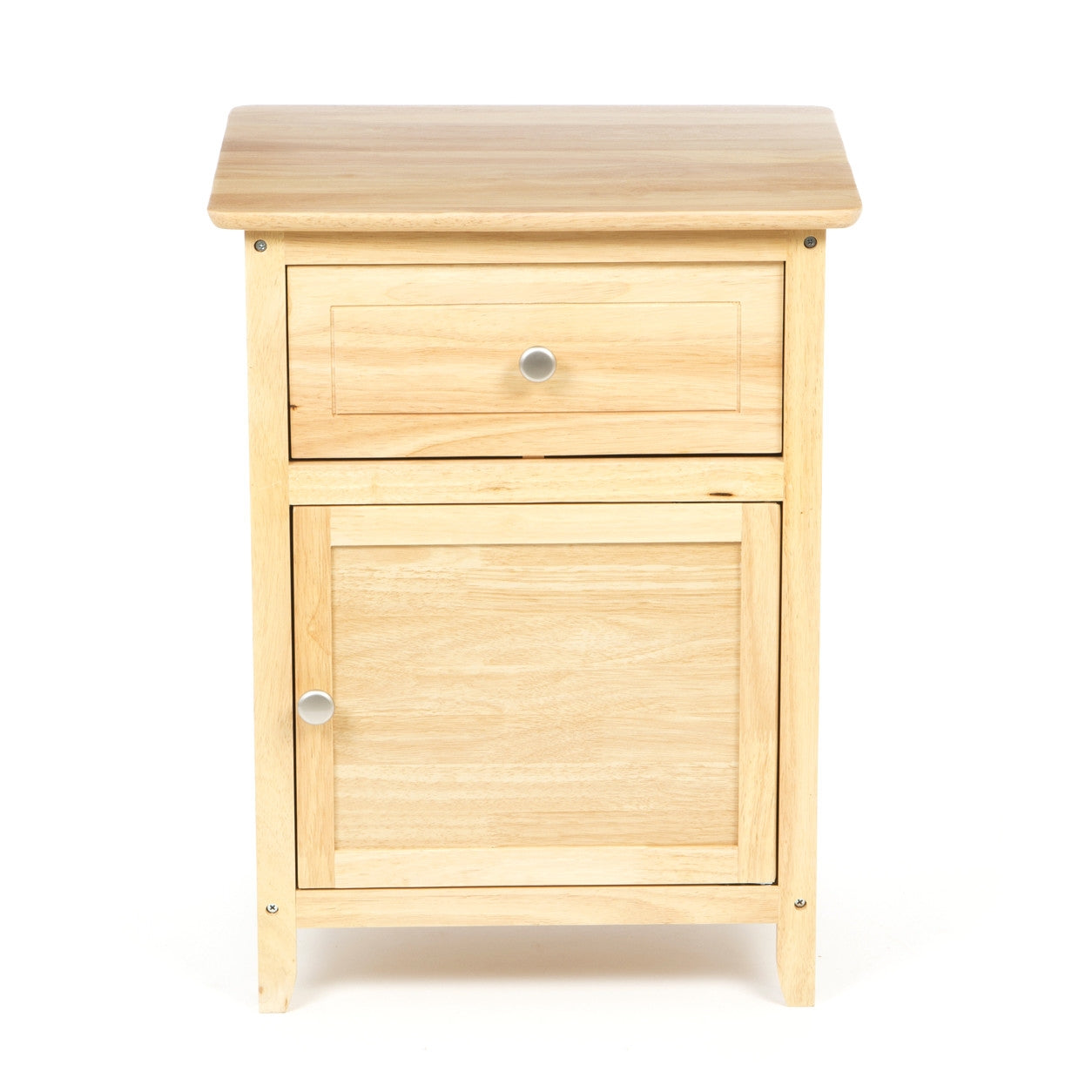 Mesa de Noche de Madera Natural de 1 Cajón