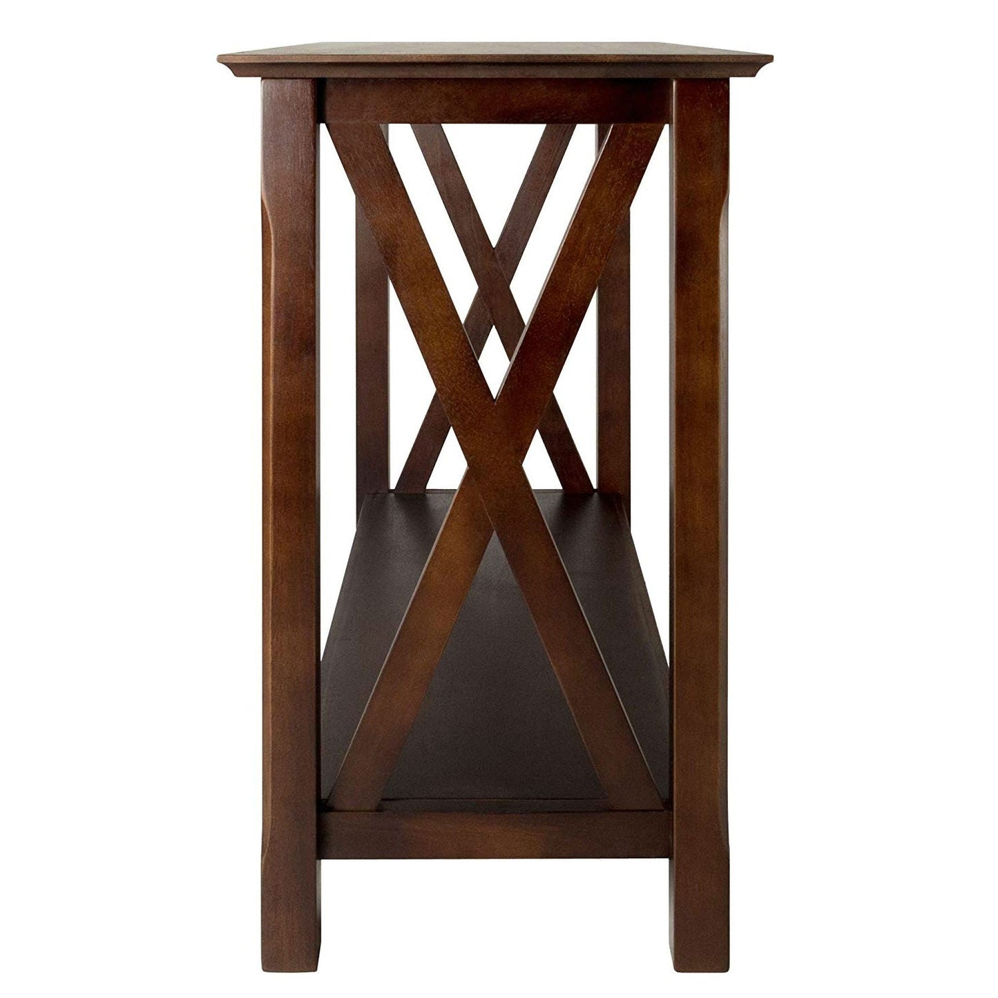 Mesa Consola Sofá de Madera Marrón Capuchino con Estante Inferior
