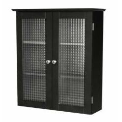 Armario de pared para baño con dos puertas de cristal en espresso oscuro