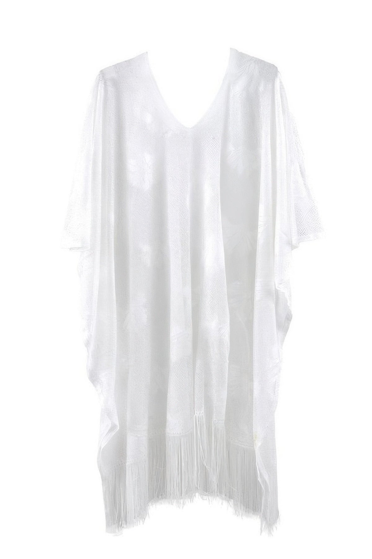 Floral Lace Poncho With Tassel