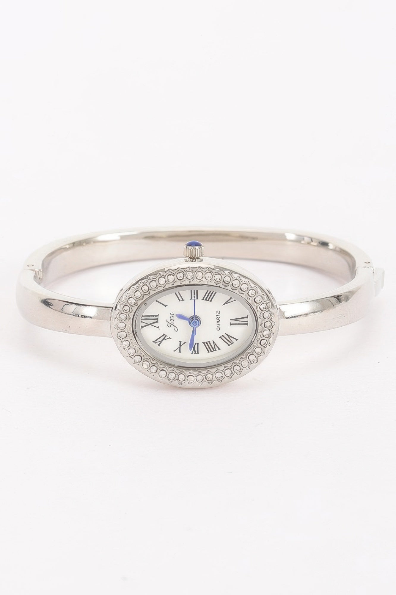 Oval Crystal-encrusted Cuff Watch