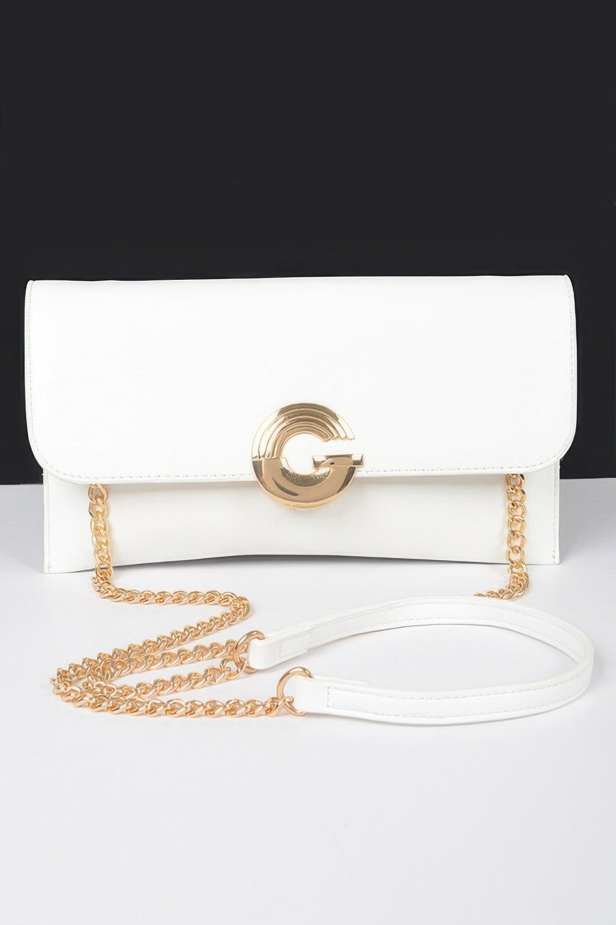 Faux Leather G Buckle Clutch