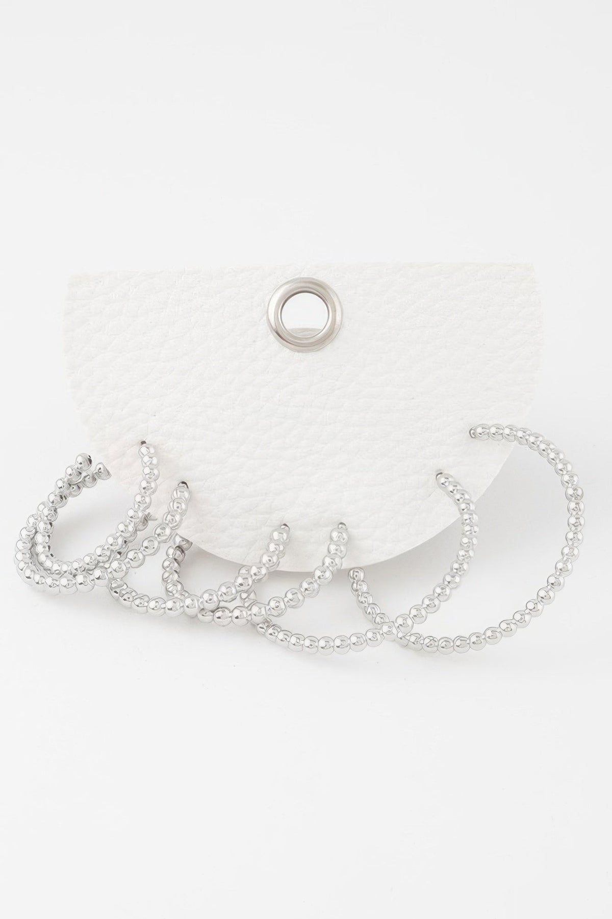 Pearl Bead Open Hoop Earrings Set