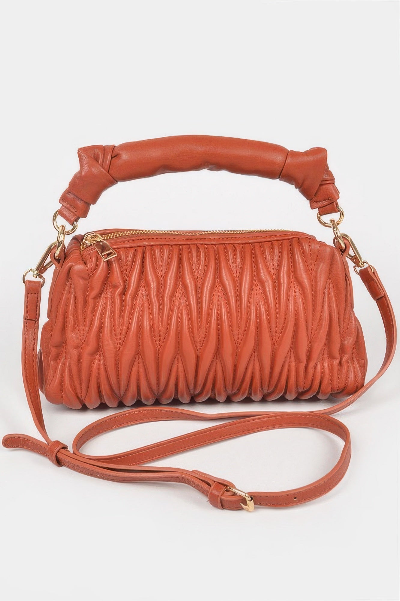 Quilted Faux Leather Top Handle Bag