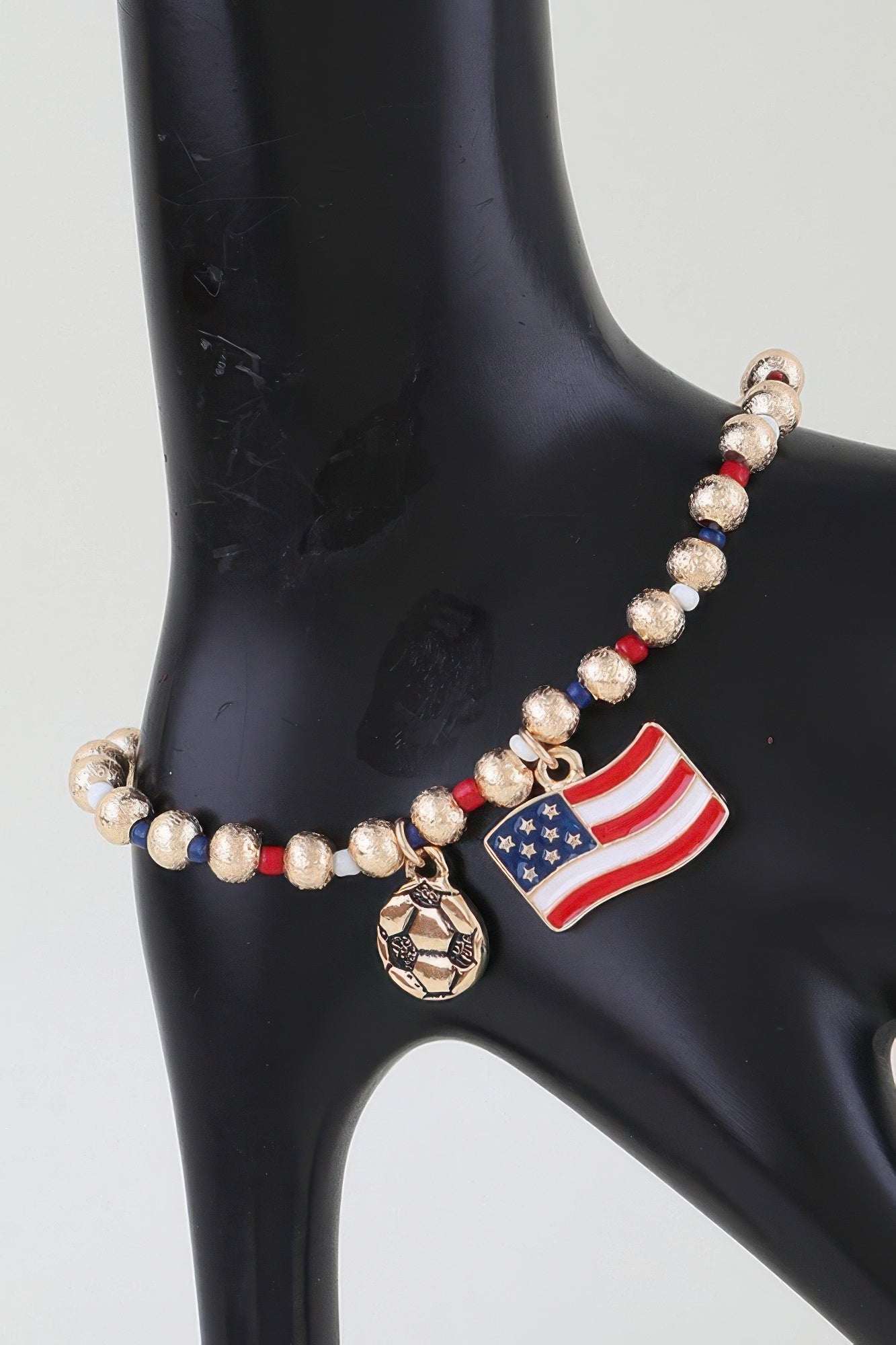 American Soccer Charm Beaded Bracelet
