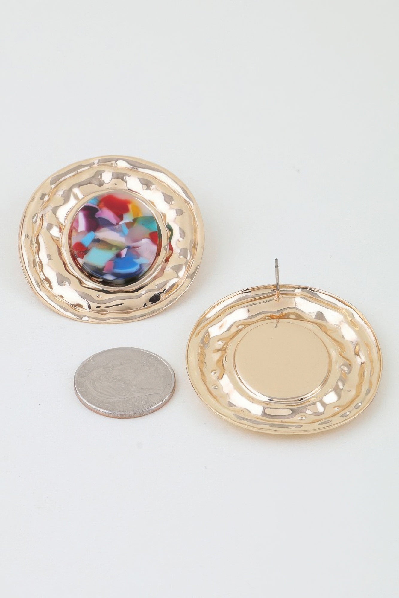 Hammered Marble Disc Earrings