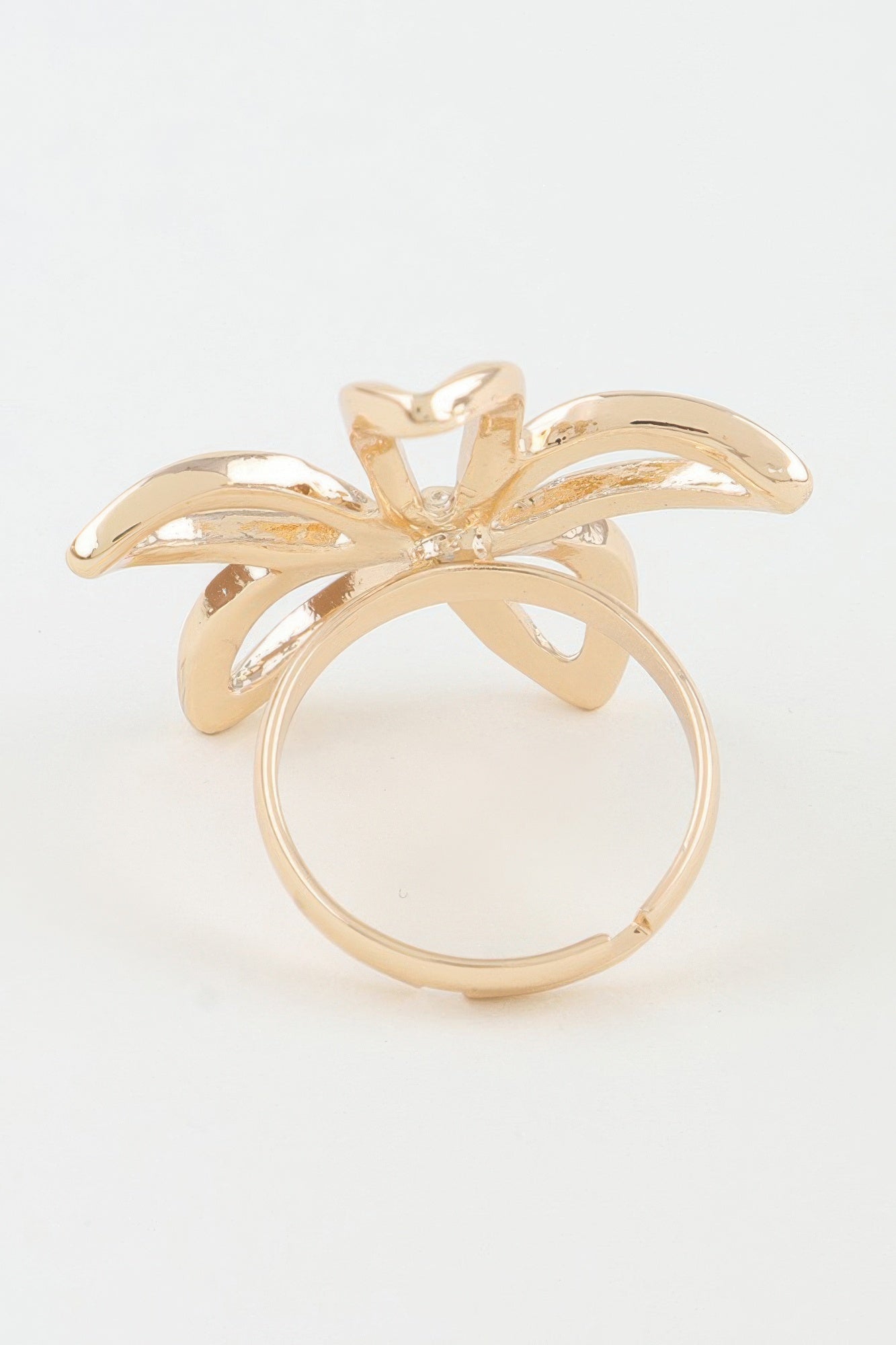 Polished Open Flower Band Ring