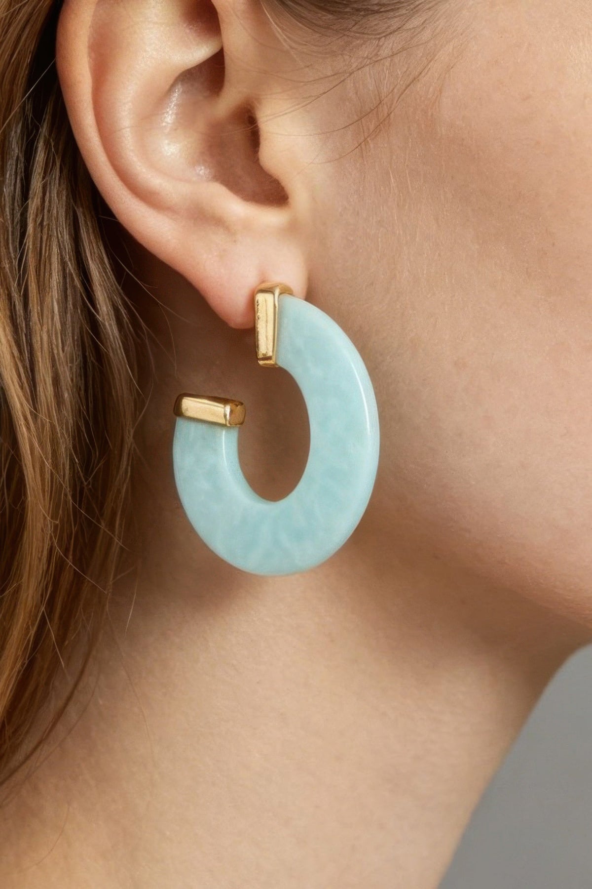 Marble Stone Open Hoop Earrings