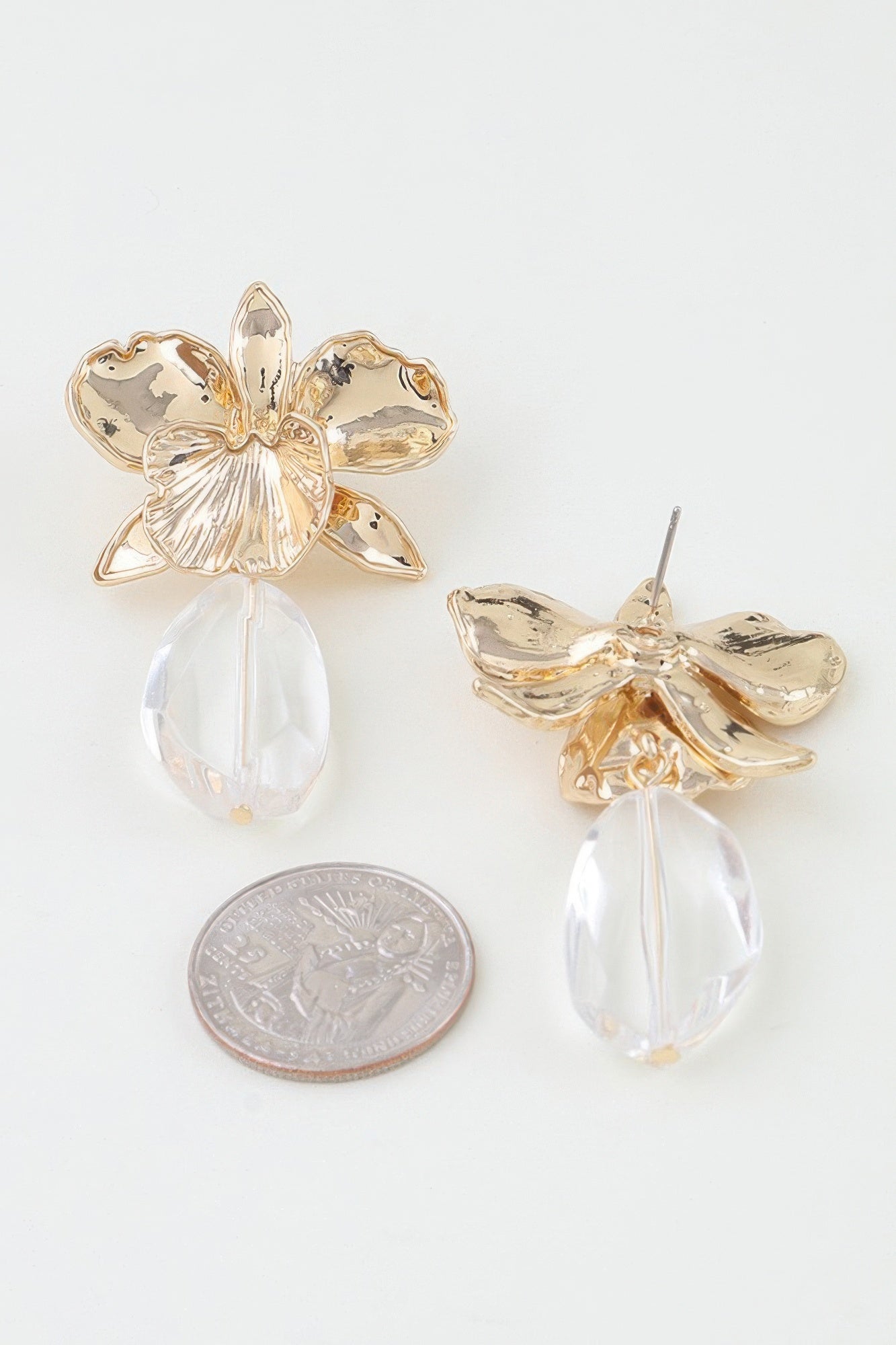 Hammered Blooming Orchid Drop Earrings