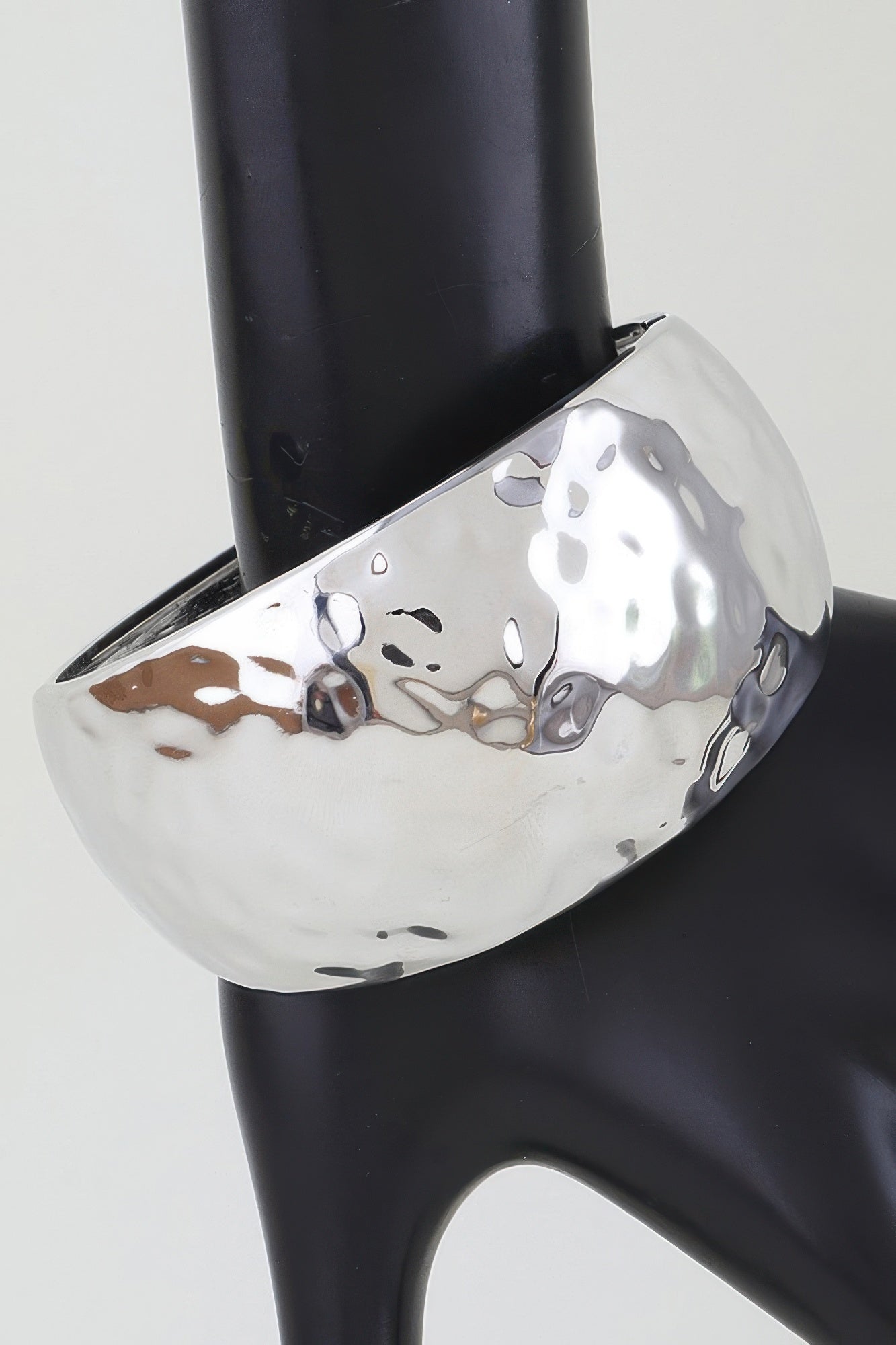 Wide Hammered Dome Cuff Bracelet