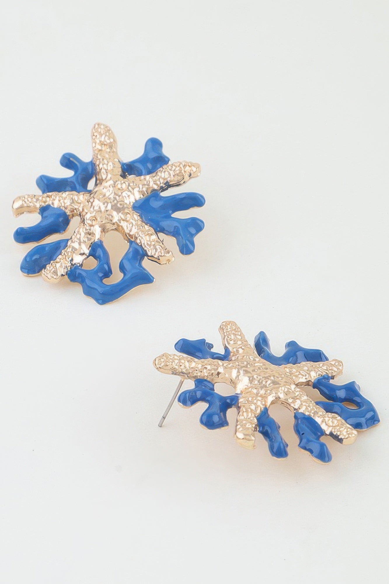 Hammered Starfish Coral Earrings