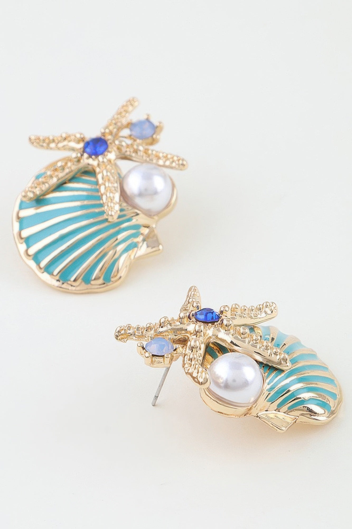Summer Starfish Shell Stud Earrings